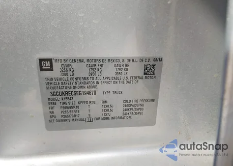 2014 Chevrolet Silverado 1500 1Lt из США, поврежденный, VIN 3GCUKREC6EG194670